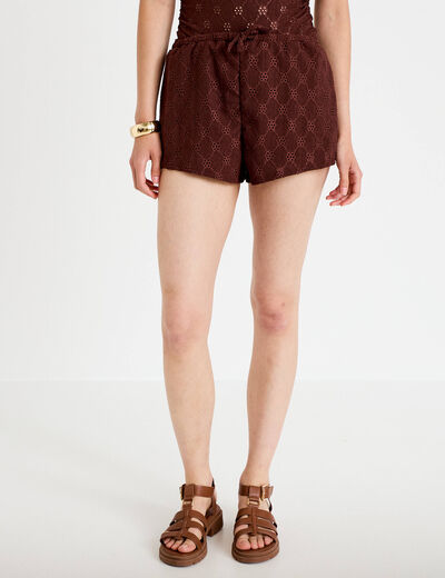 Short ajour&eacute; marron femme
