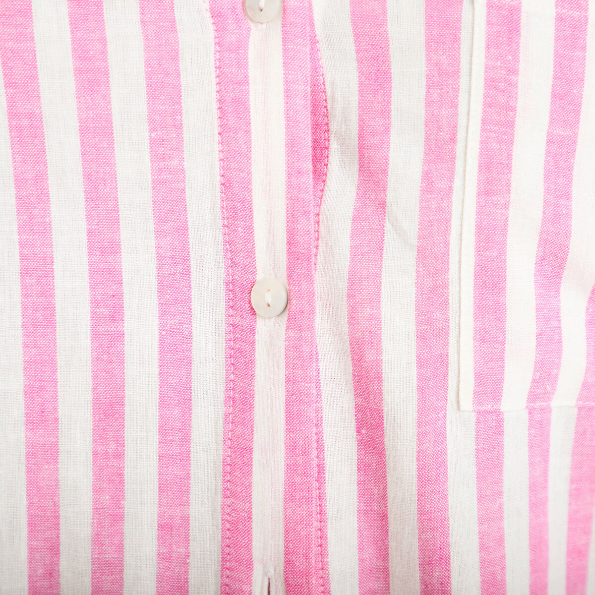 Chemise lin col V manches longues rose femme