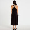Robe longue droite col v bretelles fines noir femme