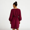 Robe courte &eacute;vas&eacute;e col v manches 3/4 bordeaux femme