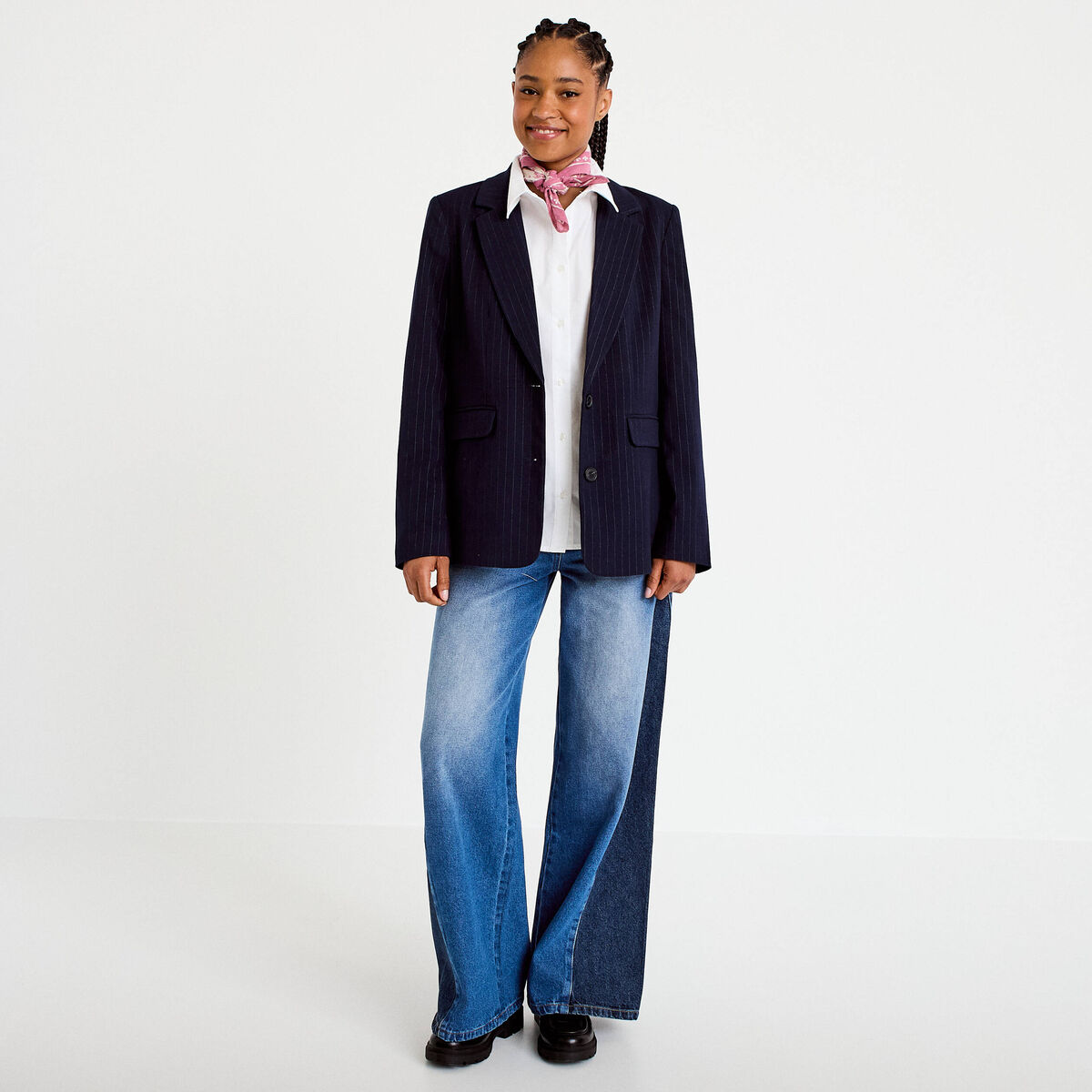 Chemise col am&eacute;ricain manches longues ecru femme
