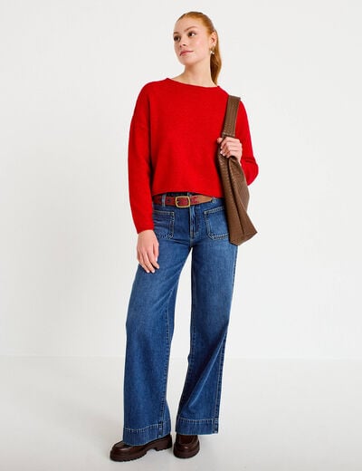 Jean bootcut ceinture amovible denim stone femme