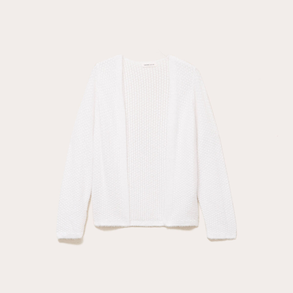 Gilet droit manches longues ecru femme