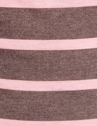 T-shirt ajust&eacute; col rond manches longues marron fonc&eacute; femme