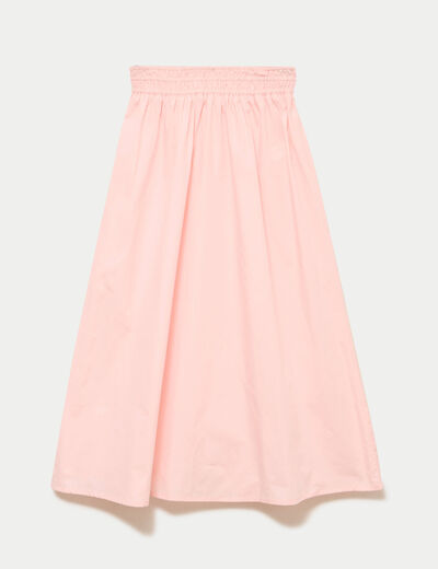 Jupe longue &eacute;vas&eacute;e taille haute rose femme