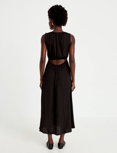 Robe longue &eacute;vas&eacute;e sans manches noir femme