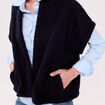 Gilet polaire manches courtes bleu marine femme