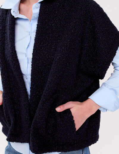Gilet polaire manches courtes bleu marine femme