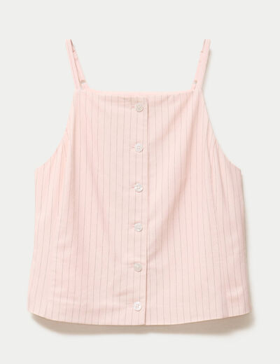 Gilet ajust&eacute; col v bretelles fines rose femme