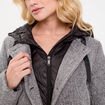 Manteau droit long &agrave; capuche gris clair femme