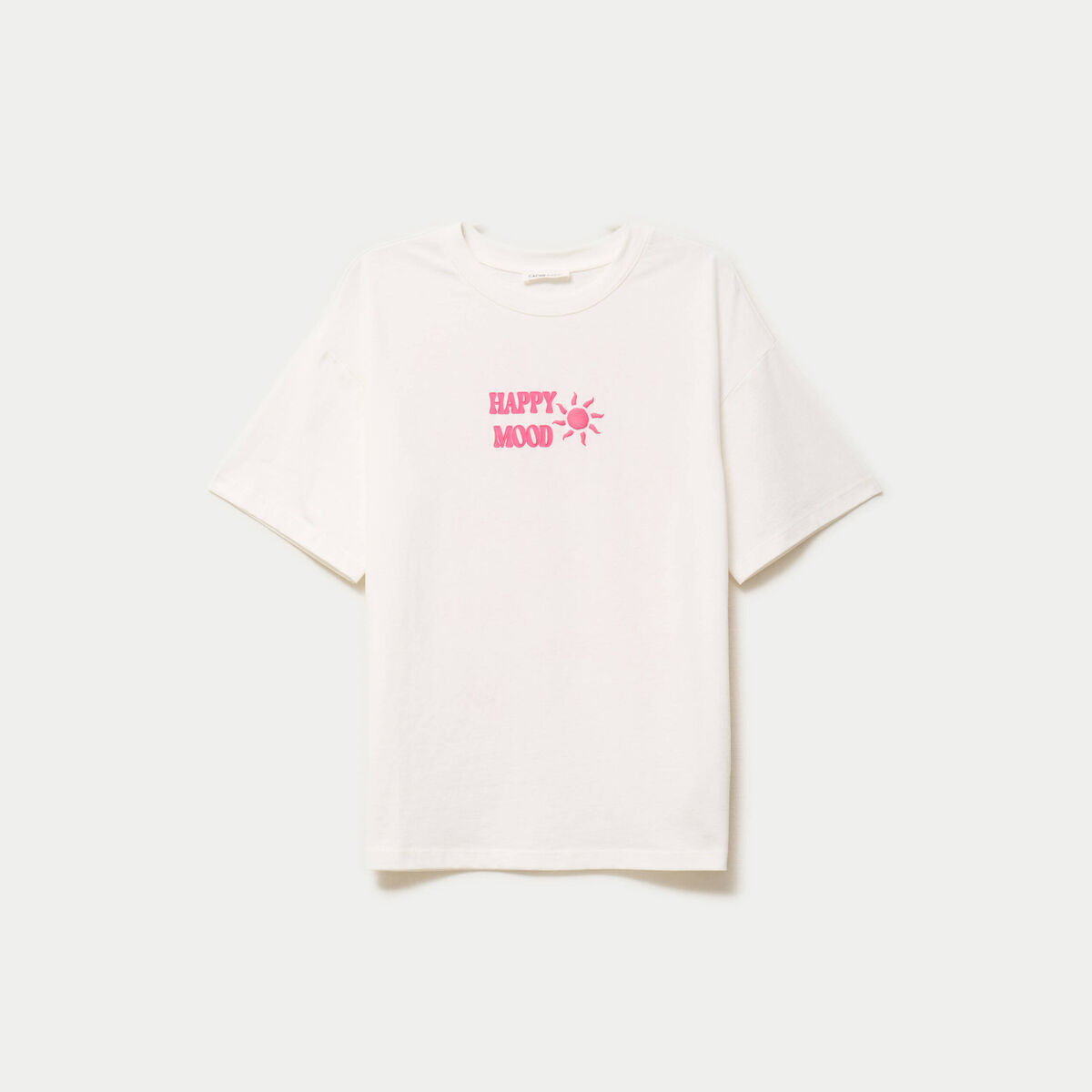 T-shirt col rond manches courtes ecru femme