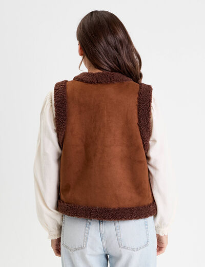Veste sans manches marron fonc&eacute; femme