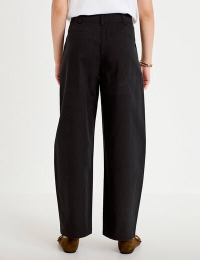 Pantalon chino coupe barrel noir femme