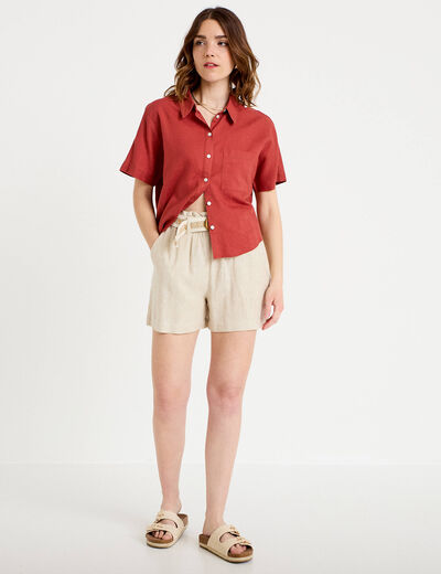 Short avec ceinture amovible beige femme