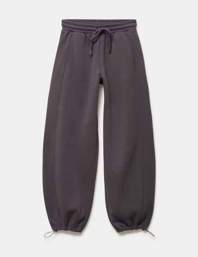 Jogging large taille basse gris fonc&eacute; femme