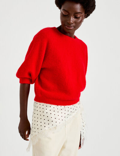 Foulard satin&eacute; avec dentelle ecru femme