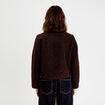 Veste col montant manches longues marron fonc&eacute; femme