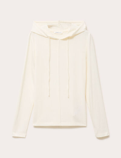Pull &agrave; capuche ecru femme