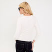 T-shirt cintr&eacute; col rond manches longues ecru femme