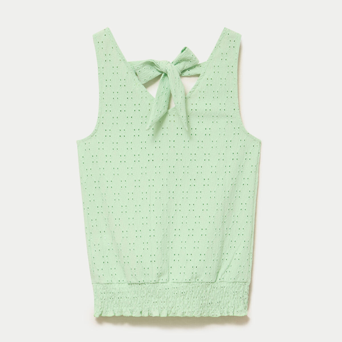 D&eacute;bardeur ajour&eacute; col v bas resserr&eacute; vert pastel femme