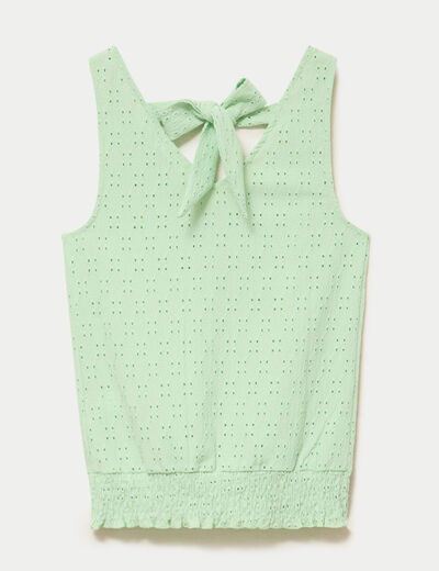 D&eacute;bardeur ajour&eacute; col v bas resserr&eacute; vert pastel femme