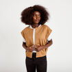 Veste sans manches col rond marron fonc&eacute; femme