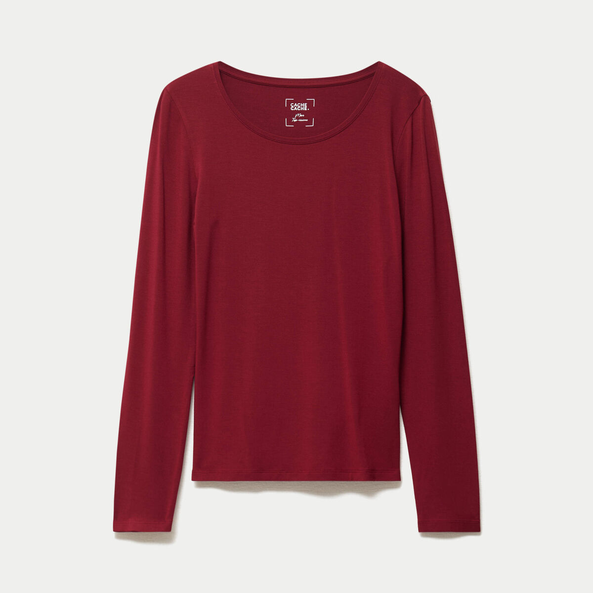 T-shirt uni &agrave; manches longues rouge femme