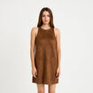 Robe courte &eacute;vas&eacute;e sans manches marron femme