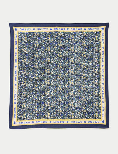 Foulard satin&eacute; soyeux bleu electrique femme