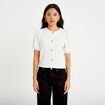Blouse droite manches courtes ecru femme