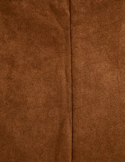 Jupe-short courte aspect daim marron femme