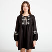 Robe brod&eacute;e en cr&ecirc;pe noir femme