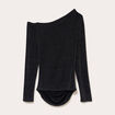 T-shirt asym&eacute;trique brillant noir femme