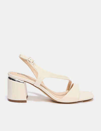 Sandales &agrave; talon ecru femme