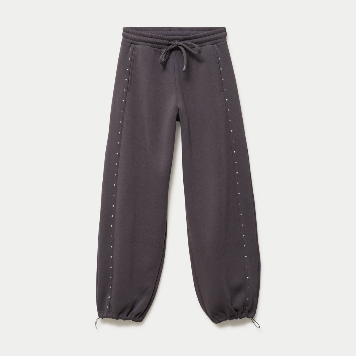 Jegging taille basse d&eacute;tails clout&eacute;s gris fonc&eacute; femme