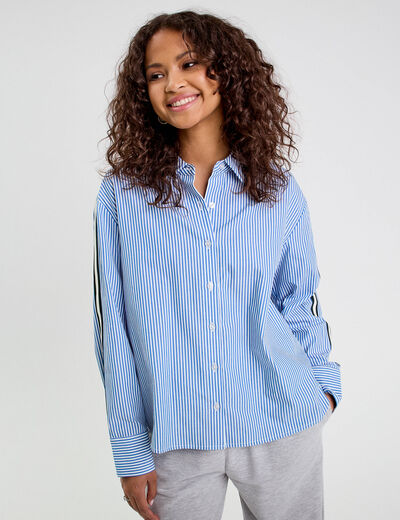 Chemise manches longues bleu femme