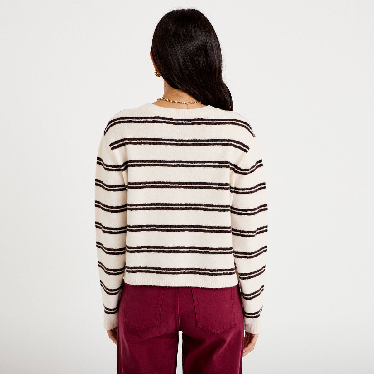 Gilet manches longues ecru femme