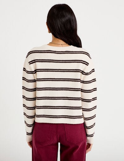 Gilet manches longues ecru femme