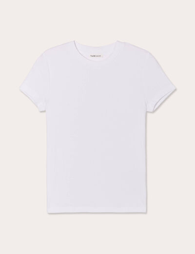 T-shirt c&ocirc;tel&eacute; ajust&eacute; manches courtes blanc femme
