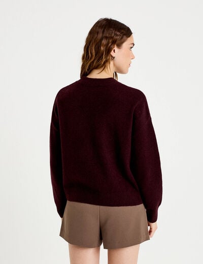 Pull col rond prune femme