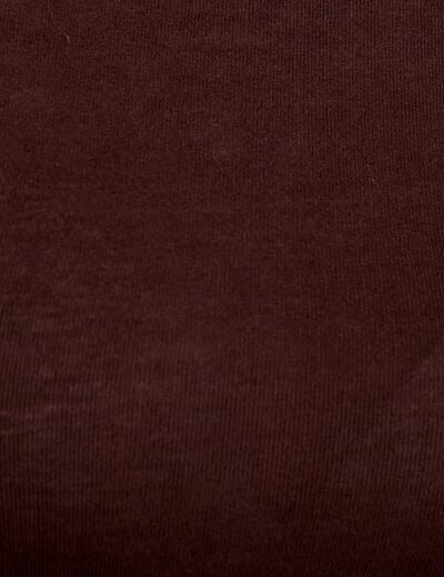 T-shirt ajust&eacute; col rond manches longues marron fonc&eacute; femme