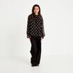 Blouse droite voile manches longues noir femme