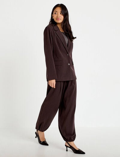 Pantalon bouffant taille standard marron femme