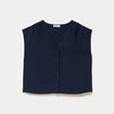 Blouse droite sans manches col v bleu marine femme