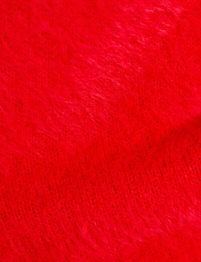 Pull col v manches longues perles rouge femme
