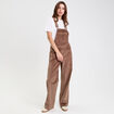 Salopette en velours taupe femme