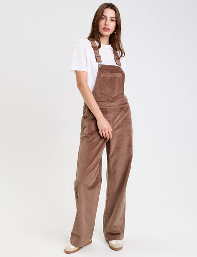 Salopette en velours taupe femme