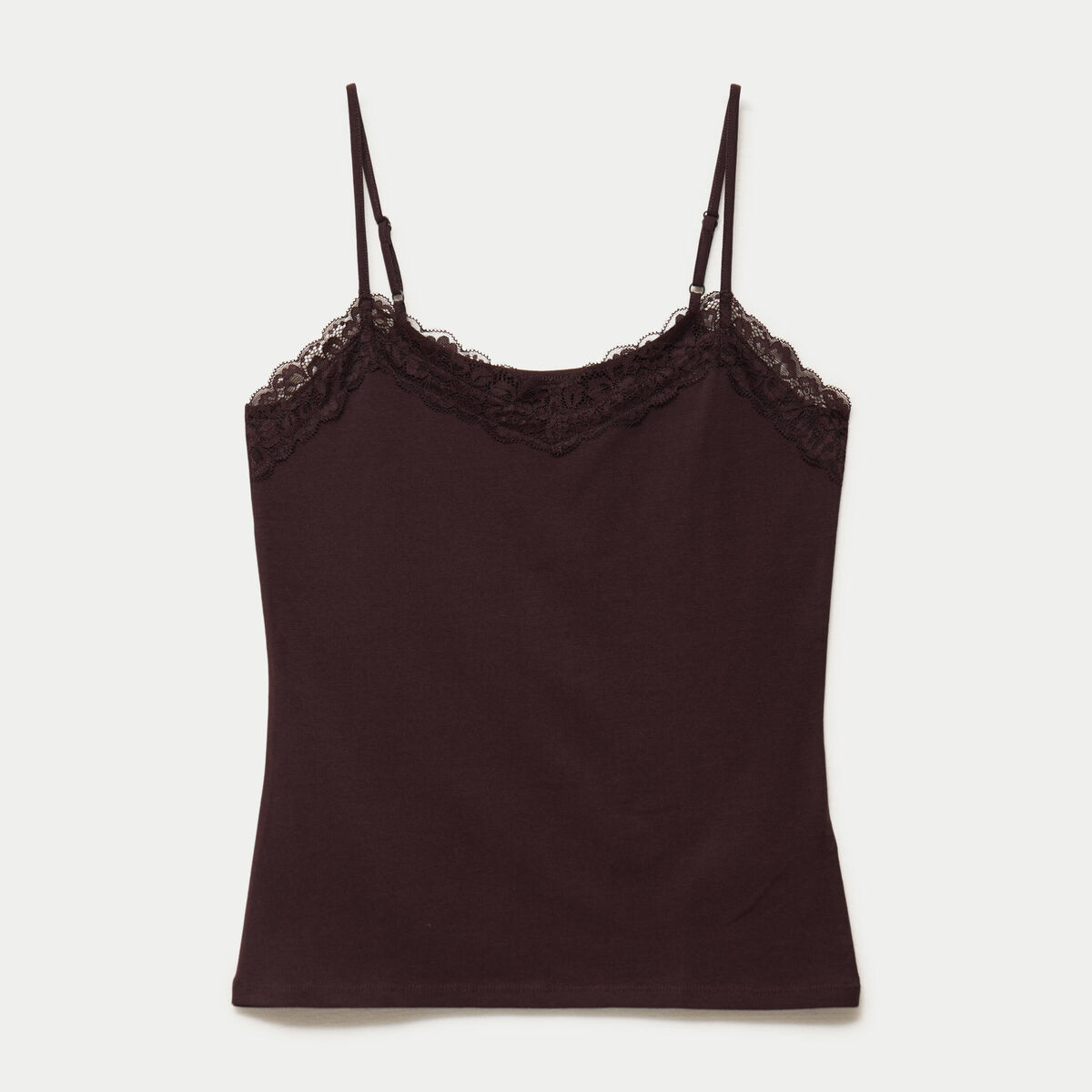 D&eacute;bardeur ajust&eacute; d&eacute;collet&eacute; dentelle marron femme