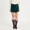 Jupe-short trap&egrave;ze courte vert fonc&eacute; femme