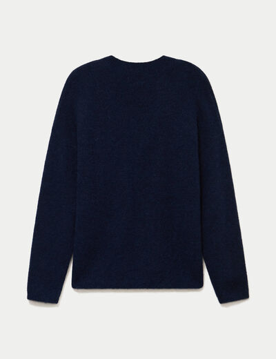 Pull col v manches longues bleu marine femme